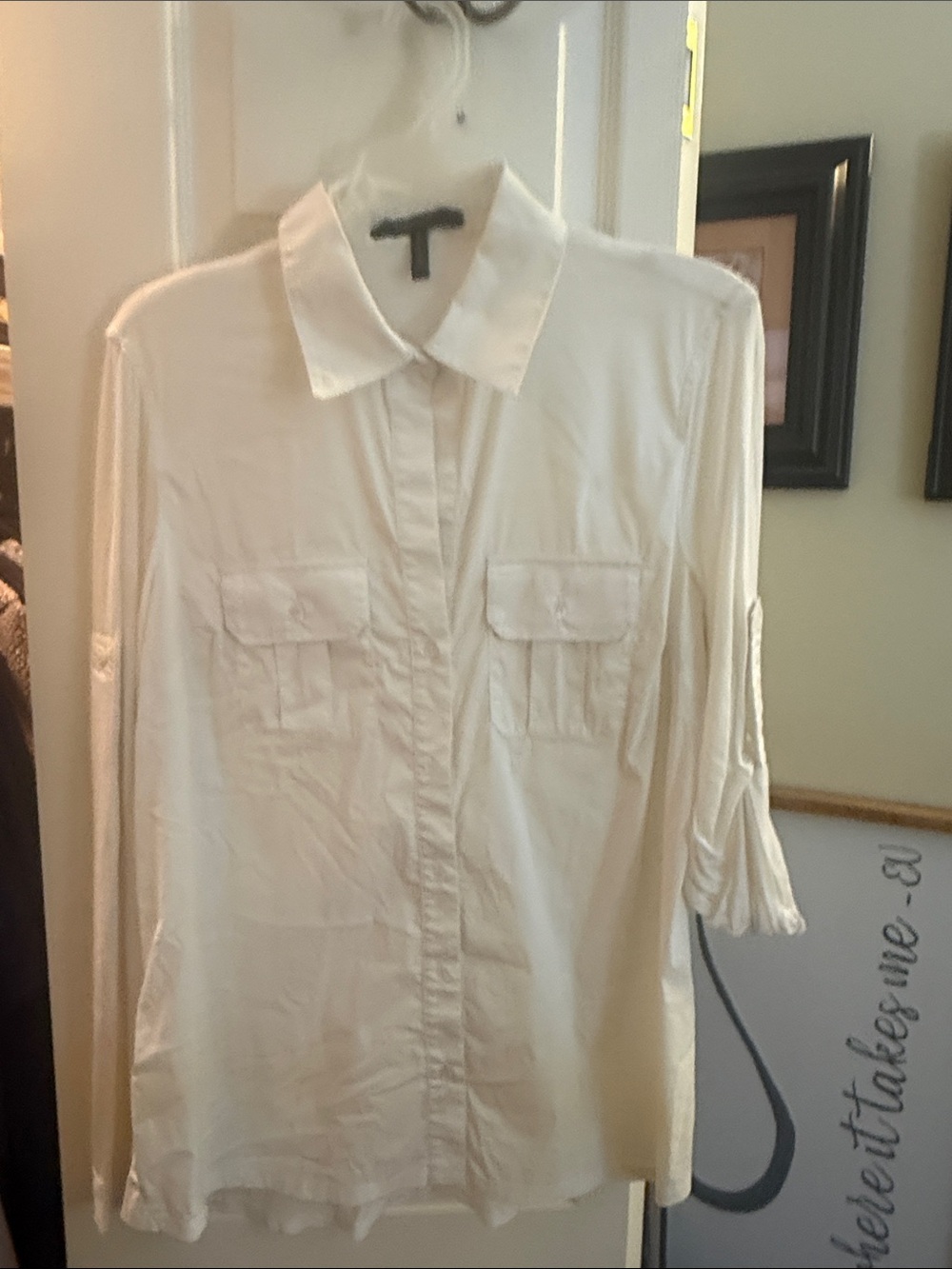 BCBGMaxAzria Cream Button-Down Utility Shirt